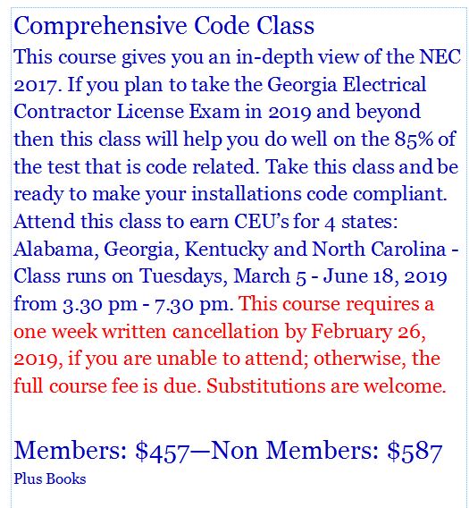 Comprehensive NEC2017 Course 032019