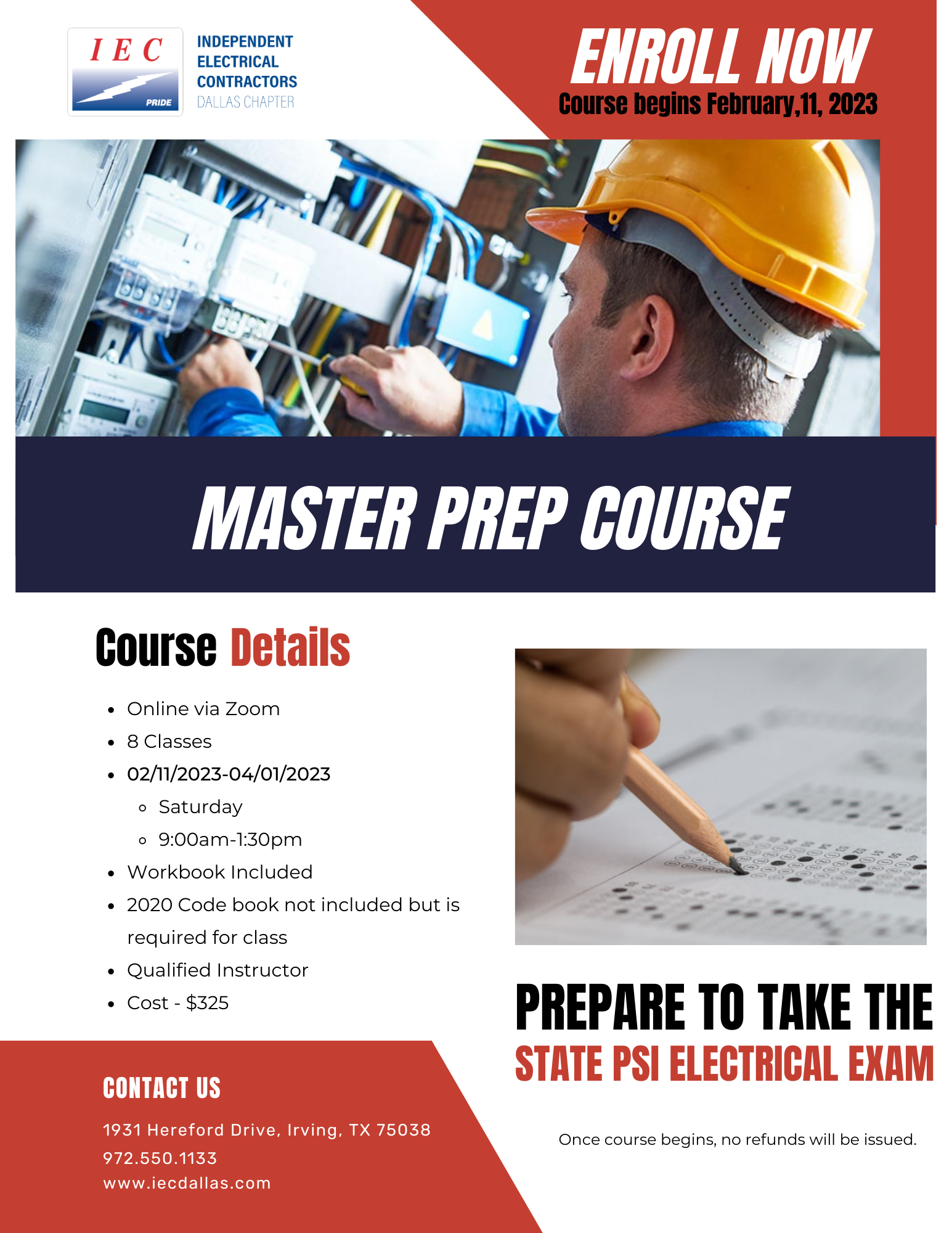 Master Prep Class (Online-via Zoom) 02/11/2023-04/01/2023
